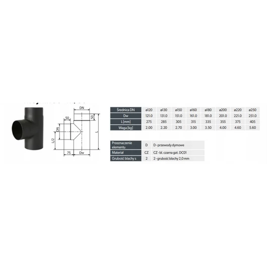 FÜSTCSŐ T-IDOM 130MM 90°