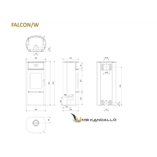KRATKI FALCON W KANDALLÓKÁLYHA FEKETE BELSŐVEL