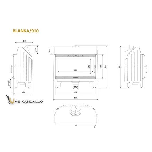 KRATKI BLANKA 910 FEKETE BELSŐVEL