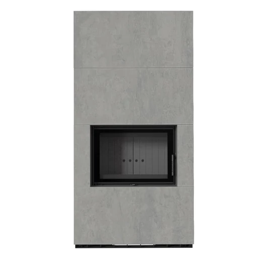 KRATKI FLOKI BOX 8 kW CEMENTO GRIGIO KANDALLÓ KŐ BURKOLATTAL FEKETE BELSŐVEL