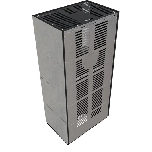 KRATKI FLOKI BOX 8 kW CEMENTO GRIGIO KANDALLÓ KŐ BURKOLATTAL BALOS FEKETE BELSŐVEL