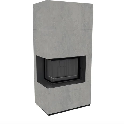 KRATKI FLOKI BOX 8 kW CEMENTO GRIGIO KANDALLÓ KŐ BURKOLATTAL BALOS FEKETE BELSŐVEL