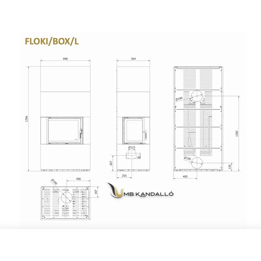KRATKI FLOKI BOX 8 kW NATURALI NERO GRECO KANDALLÓ KŐ BURKOLATTAL BALOS