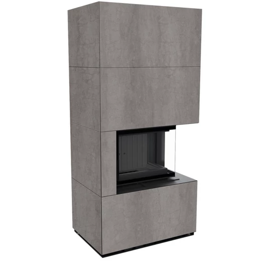 KRATKI FLOKI BOX 8 kW NATURALI GRIGIA KANDALLÓ KŐ BURKOLATTAL JOBBOS FEKETE BELSŐVEL