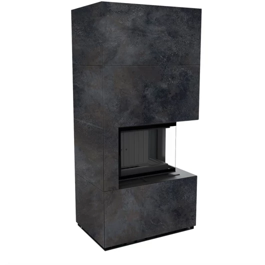 KRATKI FLOKI BOX 8 kW OSSIDO NERO KANDALLÓ KŐ BURKOLATTAL JOBBOS FEKETE BELSŐVEL