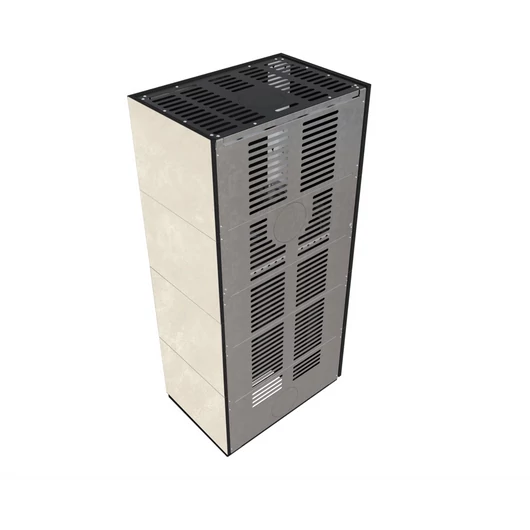 KRATKI FLOKI BOX 8 kW OXIDE BIANCO KANDALLÓ KŐ BURKOLATTAL BALOS FEKETE BELSŐVEL