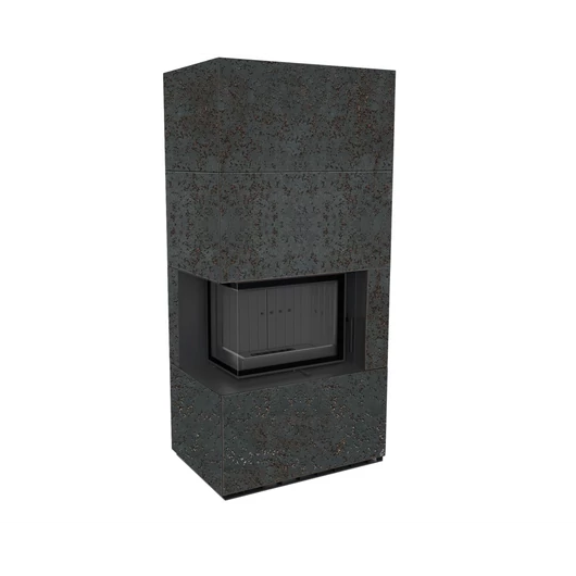 KRATKI FLOKI BOX 8 kW OXIDE NERO KANDALLÓ KŐ BURKOLATTAL BALOS FEKETE BELSŐVEL