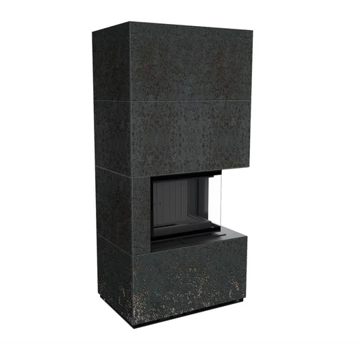 KRATKI FLOKI BOX 8 kW OXIDE NERO KANDALLÓ KŐ BURKOLATTAL JOBBOS FEKETE BELSŐVEL
