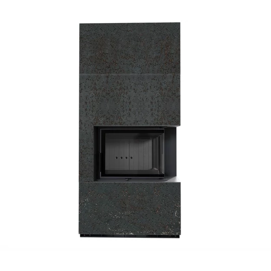 KRATKI FLOKI BOX 8 kW OXIDE NERO KANDALLÓ KŐ BURKOLATTAL JOBBOS FEKETE BELSŐVEL