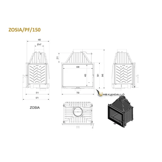 KRATKI PRO ZOSIA ECO KANDALLÓBETÉT 150