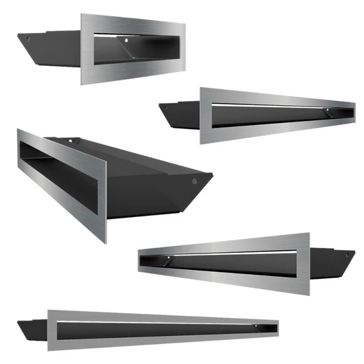 MINIMAL SZELLŐZŐRÁCS INOX 6x40cm  HÁTFALLAL SLIM