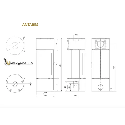 ANTARES KANDALLÓKÁLYHA FEKETE BELSŐVEL