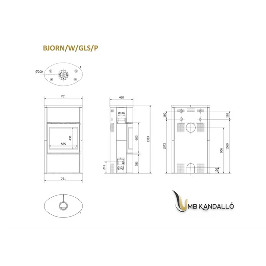 KRATKI BJORN GOLD SATIN MAGASÍTOTT KANDALLÓKÁLYHA TÁROLÓ KERÁMIÁVAL ÉS KERÁMIA FEDLAPPAL FEKETE BELSŐVEL