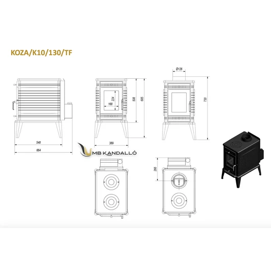 KRATKI KOZA K10 KÁLYHA TURBOFAN RENDSZERREL