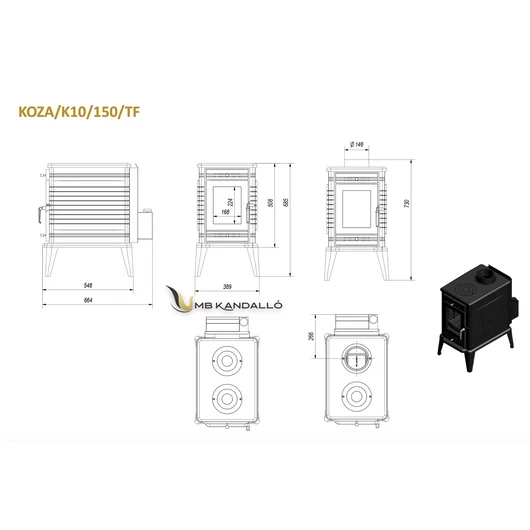 KRATKI KOZA K10 KÁLYHA TURBOFAN RENDSZERREL
