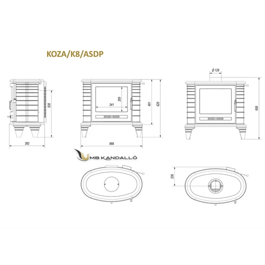 KRATKI KOZA K8 KÁLYHA ASDP RENDSZERREL