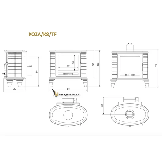 KRATKI KOZA K8 KÁLYHA TURBOFAN RENDSZERREL