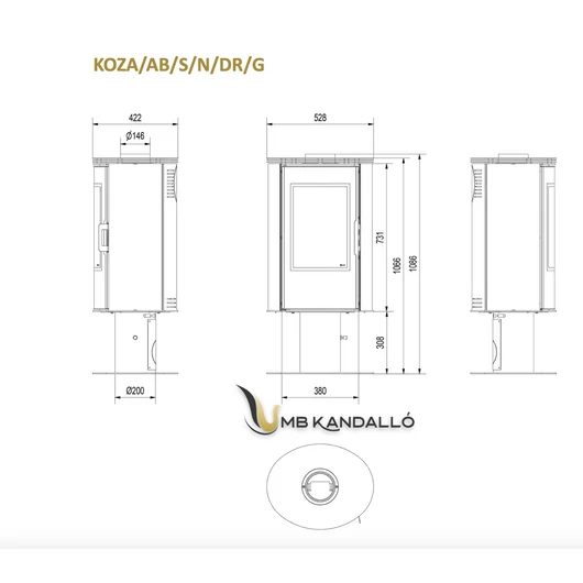 KRATKI KOZA AB S N DR GLASS KANDALLÓKÁLYHA