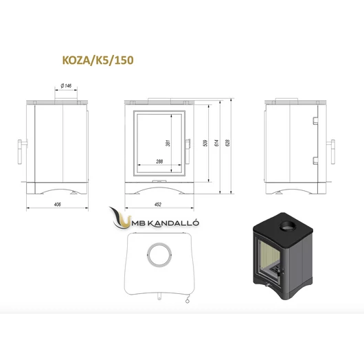 KRATKI KOZA K5 150 KANDALLÓKÁLYHA