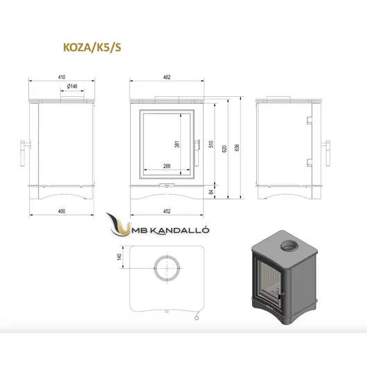 KRATKI KOZA K5 S KANDALLÓKÁLYHA