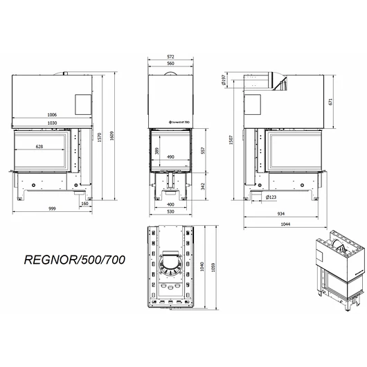 REGNOR PANORÁMA 8 kW HÁROM OLDALAS