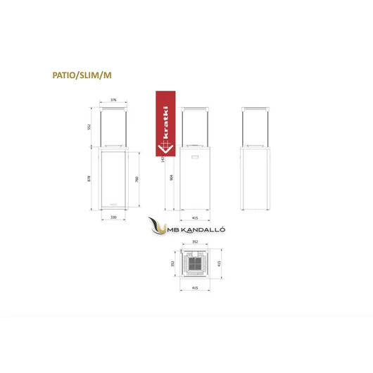 PATIO SLIM TERASZMELEGÍTŐ FEKETE MANUÁLIS VEZÉRLÉS 8,2 kW
