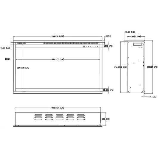 AFENA 3D BEÉPÍTHETŐ ELEKTROMOS KANDALLÓ 100x60